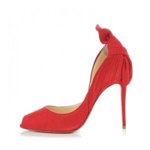 CHRISTIAN LOUBOUTIN Suede Barbara 100 Peep Toe Pumps 36 Oeillet size 37.5
